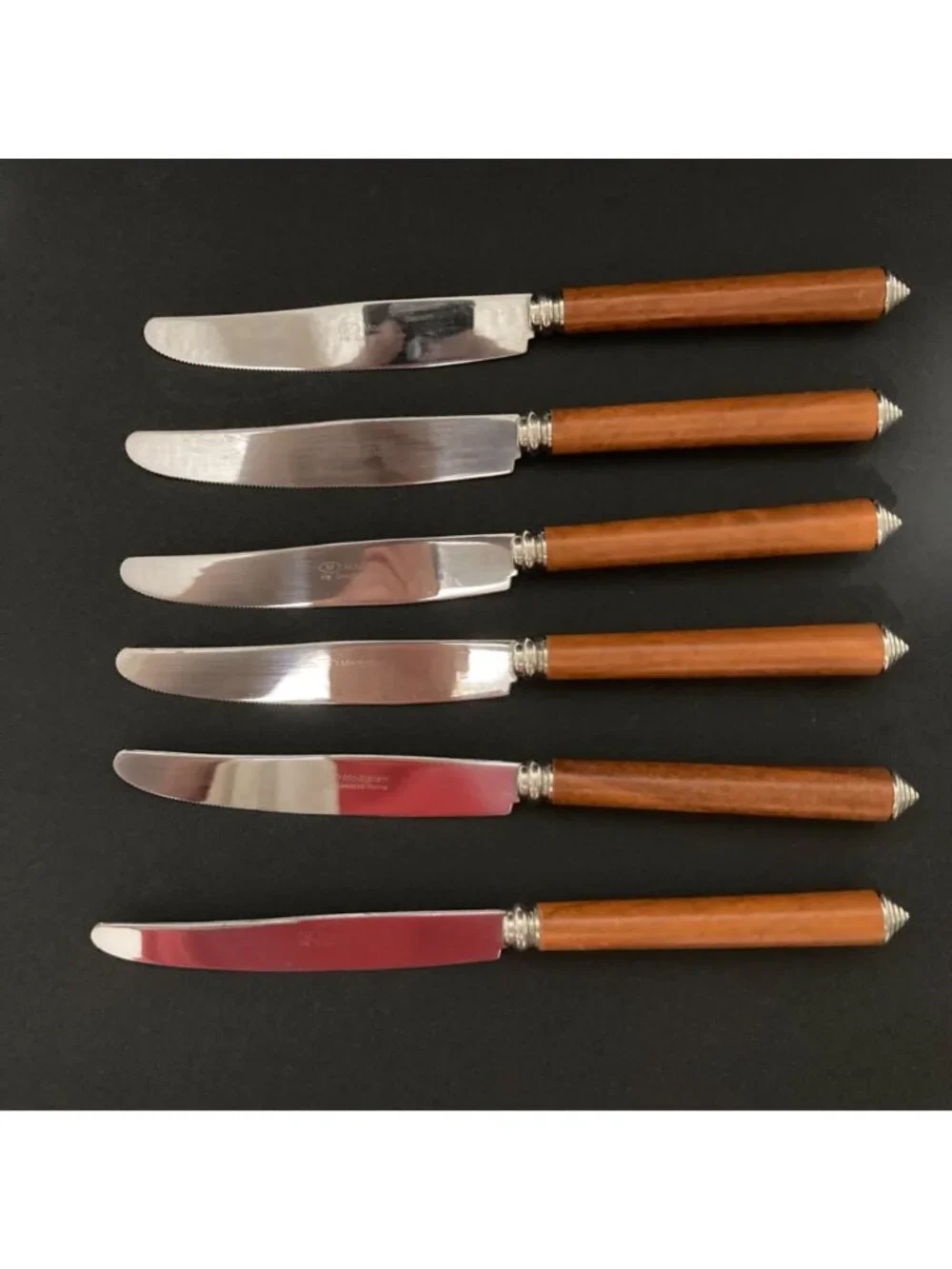 Set Of 6 Modigliani Stainless Steel Knives With Brown Handles